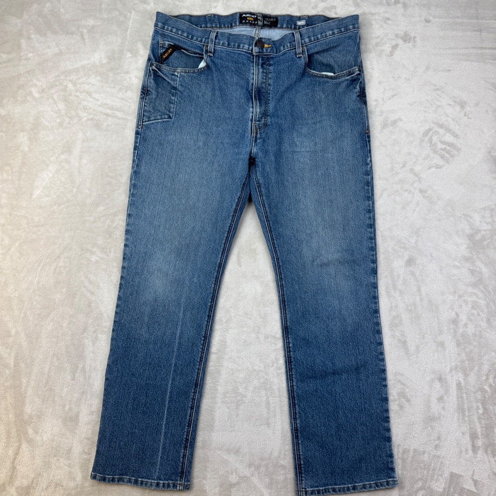 Ariat Rebar M4 Mens 40/32 Blue Relaxed Bootcut Jeans Workwear Western Denim